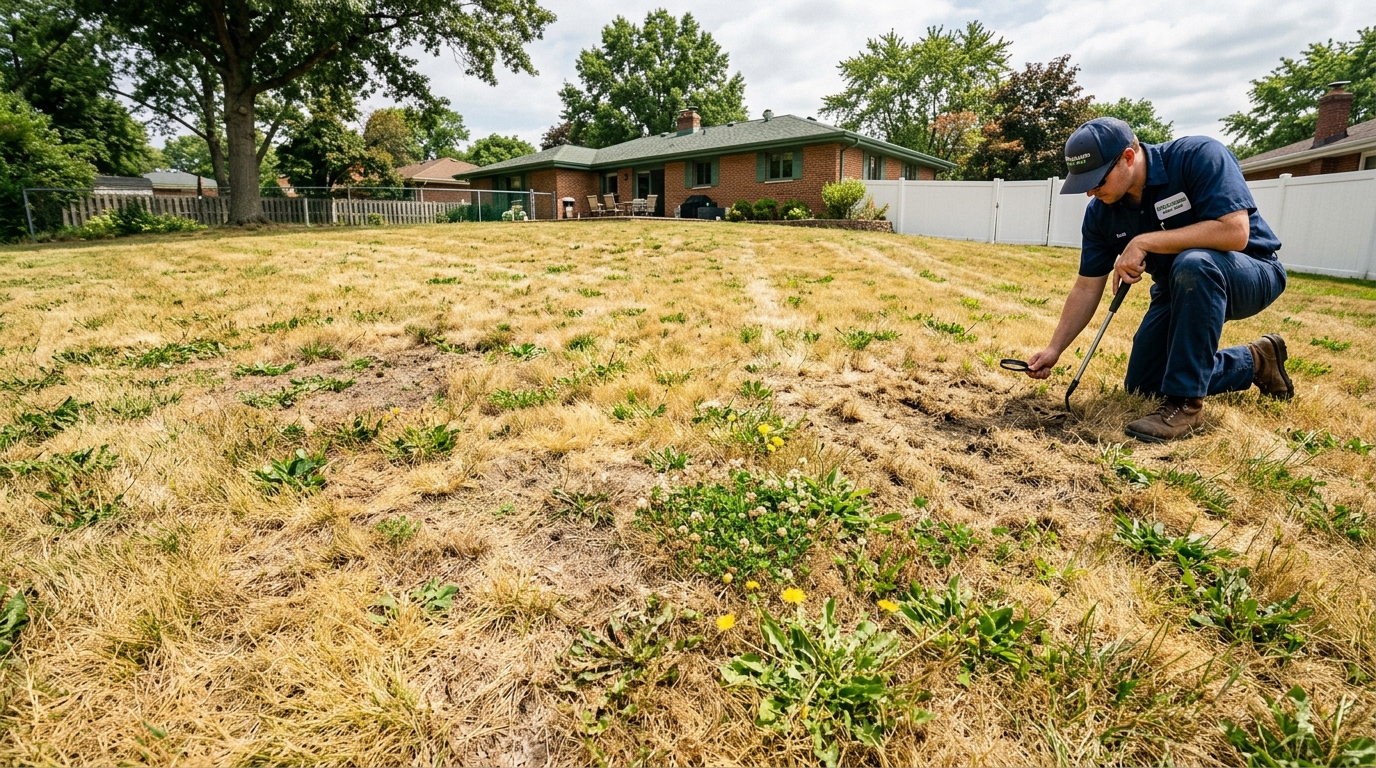 Damaged Dry Yellow Lawn Before Treatment